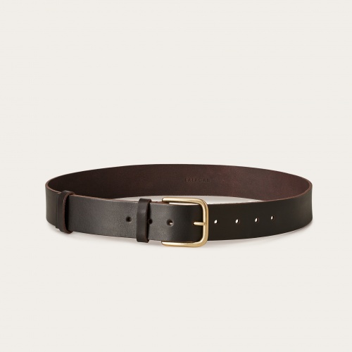 Wide belt with a buckle, deep brown